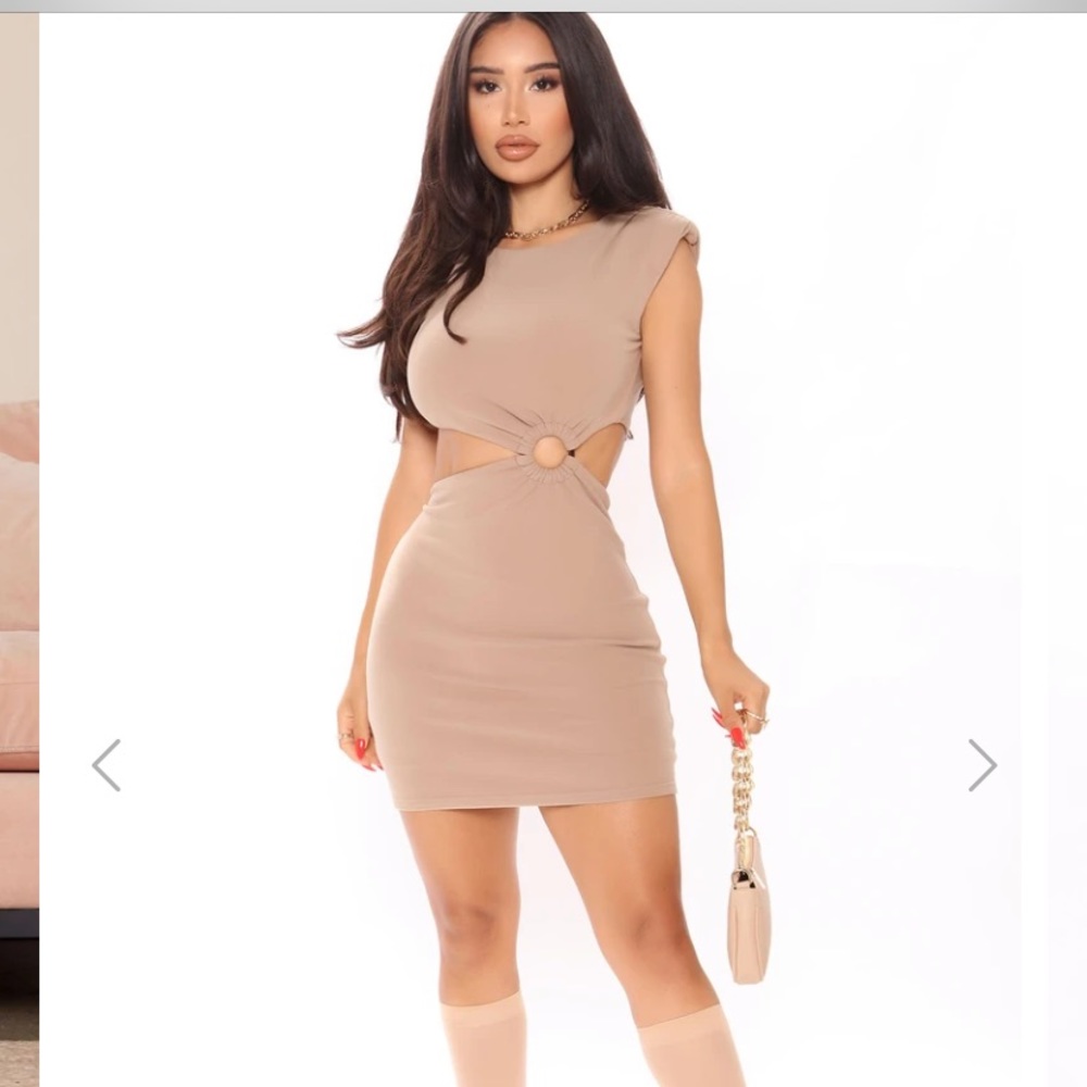 Suede Beige cut out dress